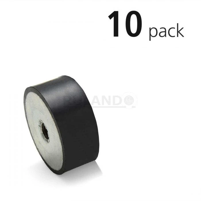 Vibration Isolation Mount, 20mm O.D., M6 Tapped Holes, 6mm Tapped Hole Depth, Pack Of 10