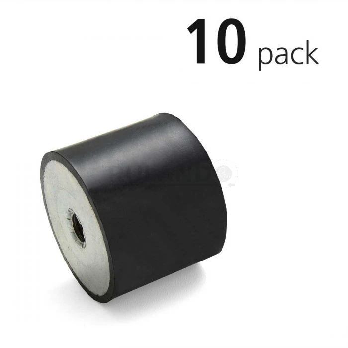 Vibration Isolation Mount, 25mm O.D., M6 Tapped Holes, 6mm Tapped Hole Depth, Pack Of 10