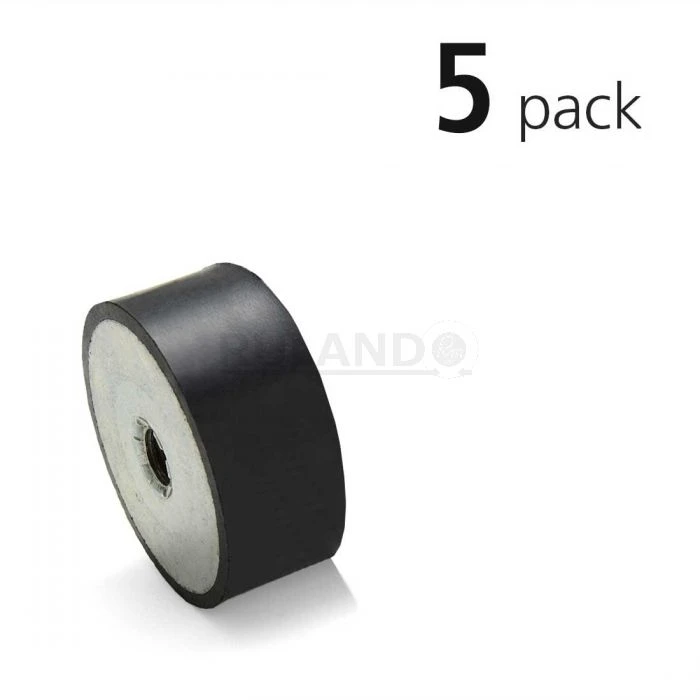 Vibration Isolation Mount, 50mm O.D., M10 Tapped Holes, 10mm Tapped Hole Depth, Pack Of 5