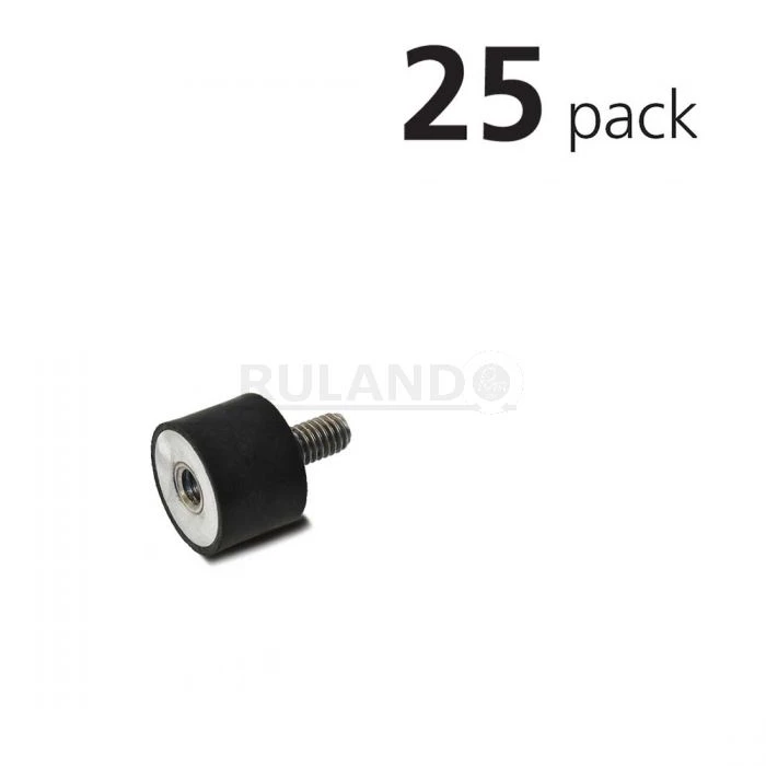 Vibration Isolation Mount, 10mm O.D., M4 Threaded Stud, M4 Tapped Hole, Pack Of 25