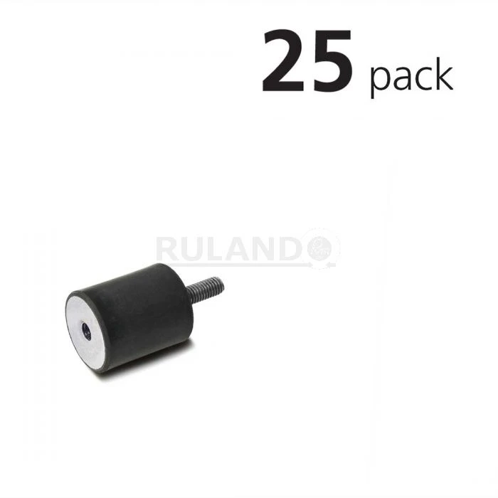 Vibration Isolation Mount, 15mm O.D., M4 Threaded Stud, M4 Tapped Hole, Pack Of 25