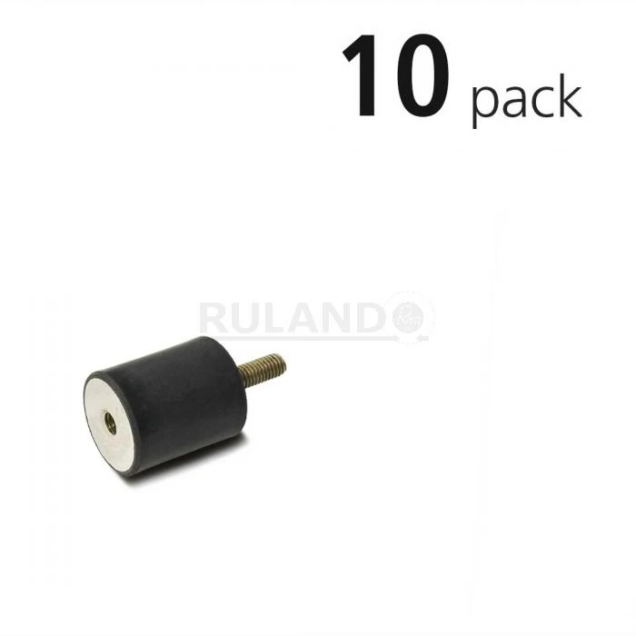 Vibration Isolation Mount, 15mm O.D., M4 Threaded Stud, M4 Tapped Hole, Pack Of 10