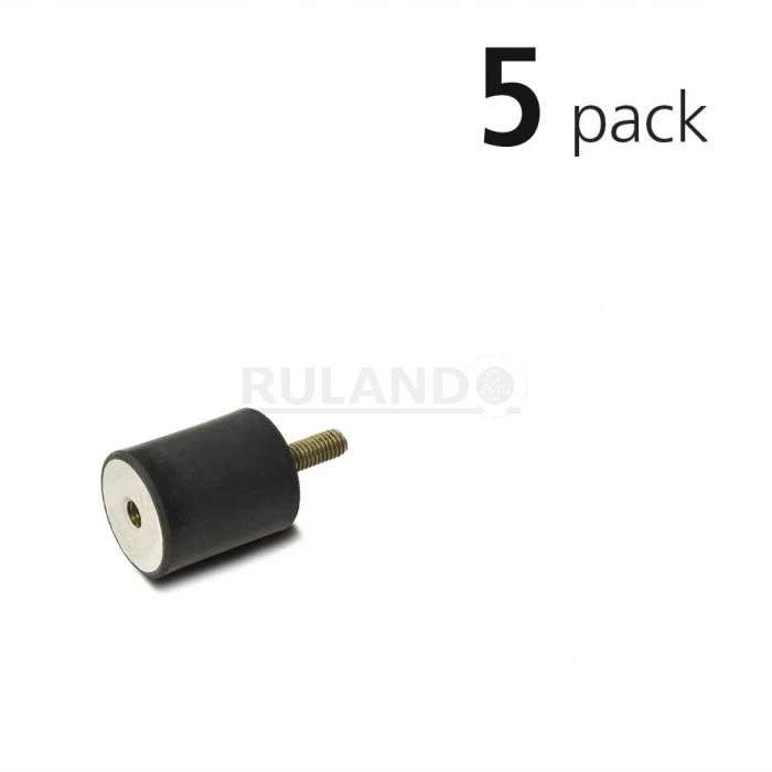Vibration Isolation Mount, 15mm O.D., M4 Threaded Stud, M4 Tapped Hole, Pack Of 5
