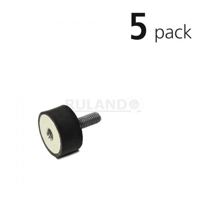 Vibration Isolation Mount, 0.63 Inch O.D., 8X32 Threaded Stud, 8X32 Tapped Hole, Pack Of 5
