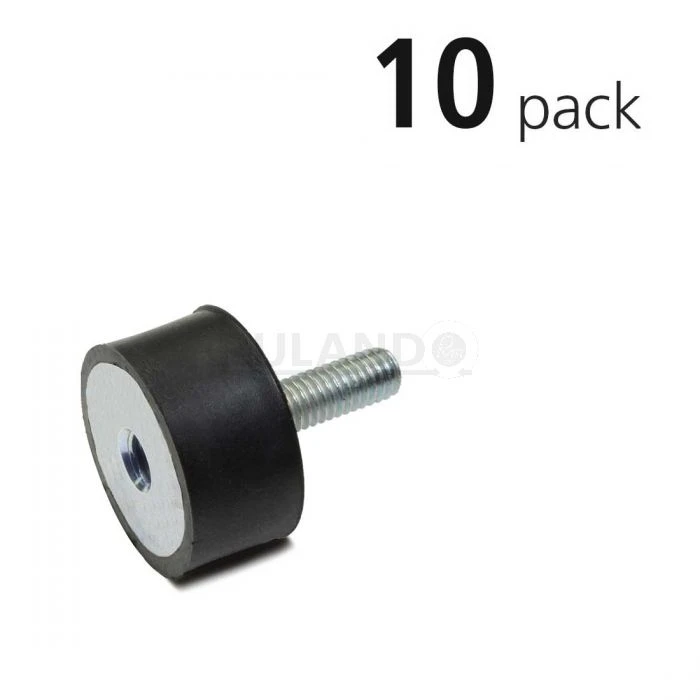 Vibration Isolation Mount, 30mm O.D., M8 Threaded Stud, M8 Tapped Hole, Pack Of 10
