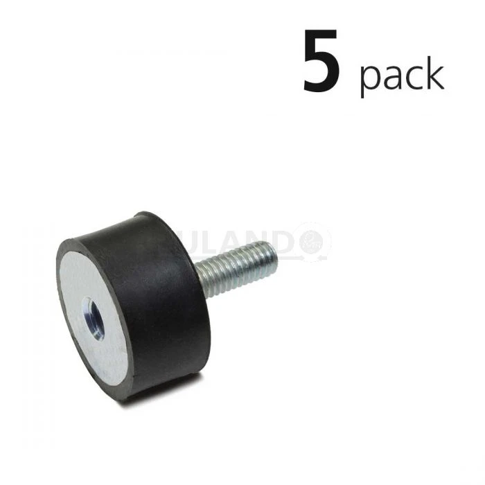 Vibration Isolation Mount, 50mm O.D., M10 Threaded Stud, M10 Tapped Hole, Pack Of 5