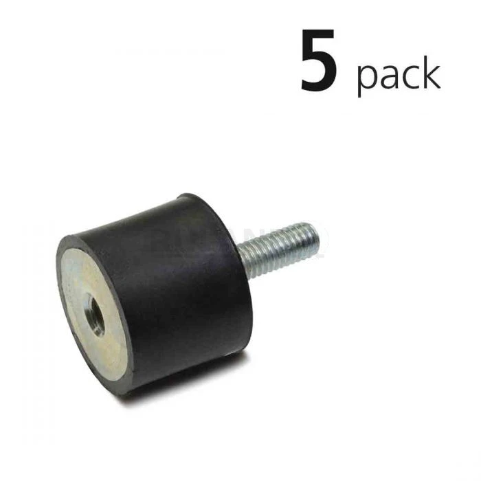 Vibration Isolation Mount, 50mm O.D., M10 Threaded Stud, M10 Tapped Hole, Pack Of 5