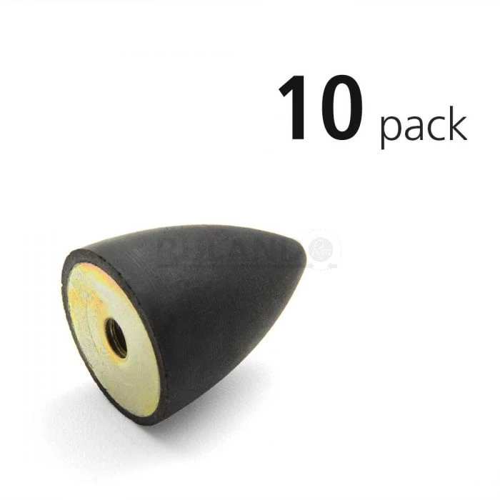 Rubber Bumper, 20mm O.D., M6 Tapped Holes, 6mm Tapped Hole Depths, 15mm Height, Pack Of 10