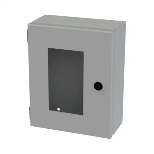 Enclosure, 10 x 8 x 4 Inch Size, Wall Mount, Carbon Steel, Ansi 61 Gray