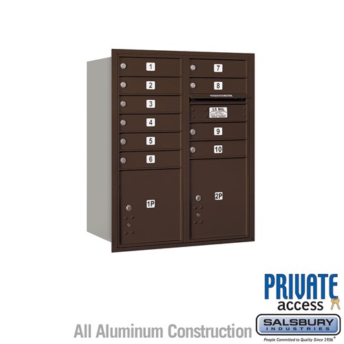 Standard Horizontal MailBox, 4C, 31.125 x 37.5 x 17 Inch Size, 10 Door, Bronze