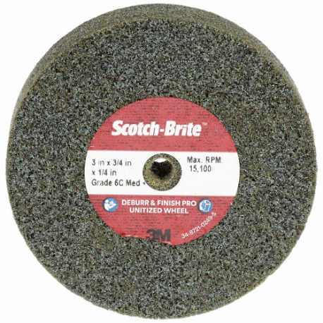 Unitized Wheel, 3 Inch Dia x 3/4 Inch W, 1/4 Inch Arbor Hole, Ceramic, Medium, Medium 6