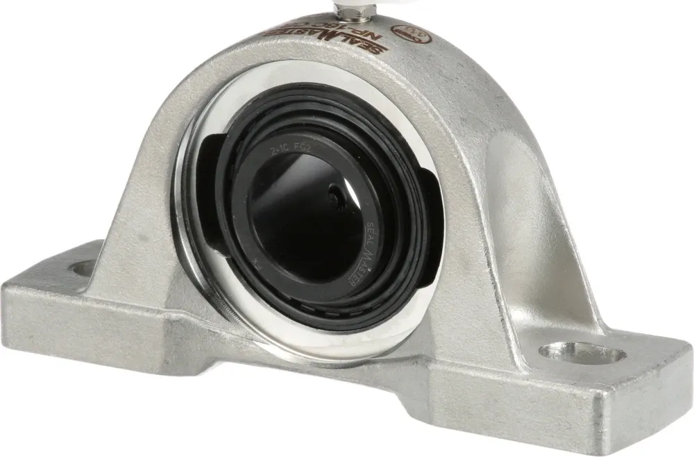 Pillow Block Bearing, 2 Bolt, 1.625 Inch Dia, Setscrew Locking, Contact Seal