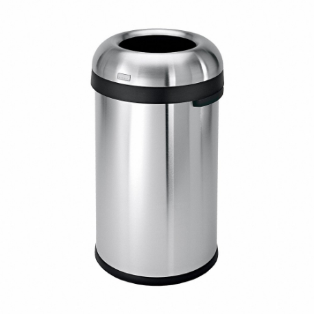 Trash Can, Stainless Steel, Dome Top, Silver, 16 gal Capacity, 15 4/5 Inch Width/Dia