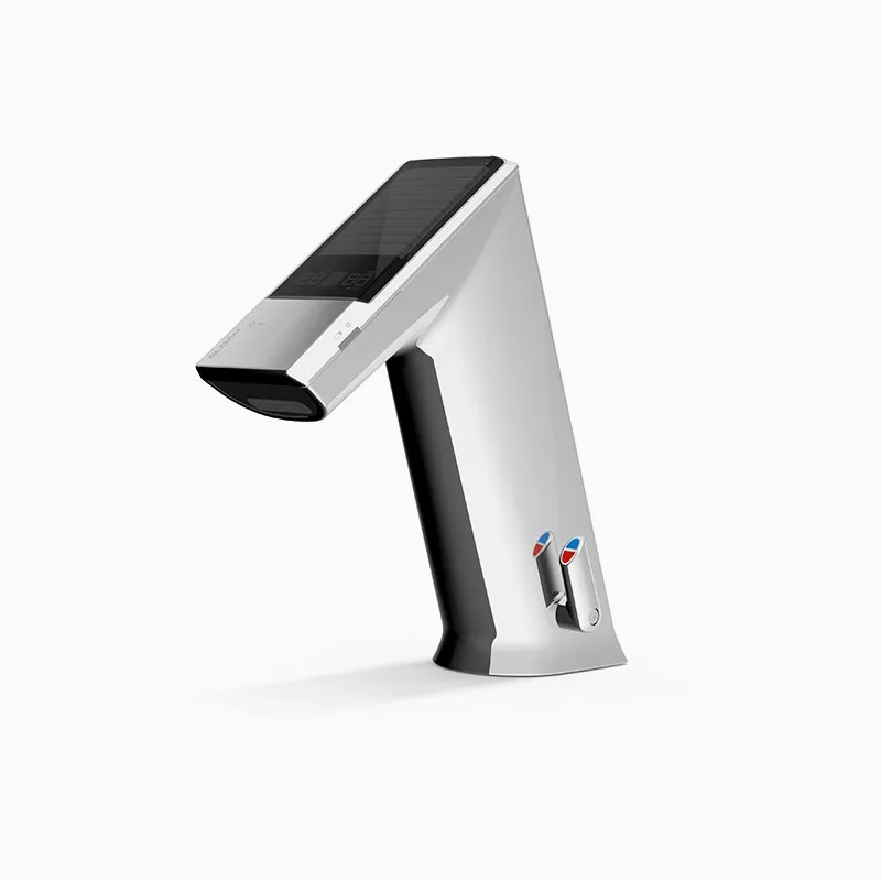 Sensor Faucet, Solar-Powered Deck-Mounted Mid Body Guided Handwashing Display