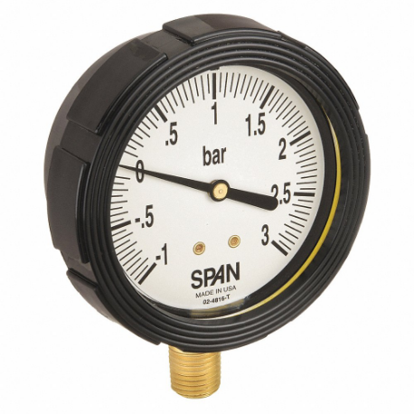 Industrial Compound Gauge, 1 To 0 To 3 Bar, 2 1/2 Inch Dial, Liquid-Filled