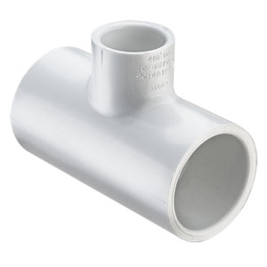 Reducer Tee, Socket, Schedule 40, 4 x 1/2 Size, PVC