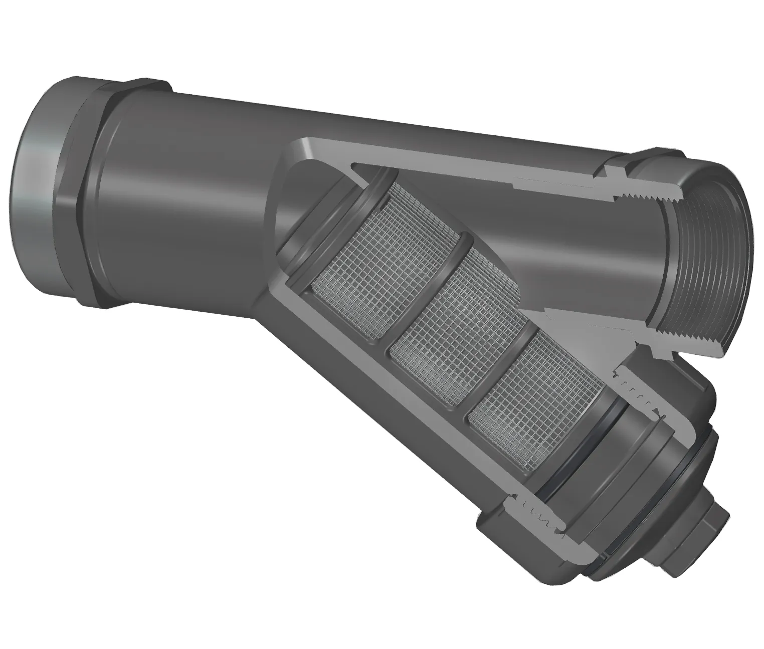 Special Reinforced Wye Strainer, FPT, FKM, SS, 8 Mesh, 3 Size, PVC