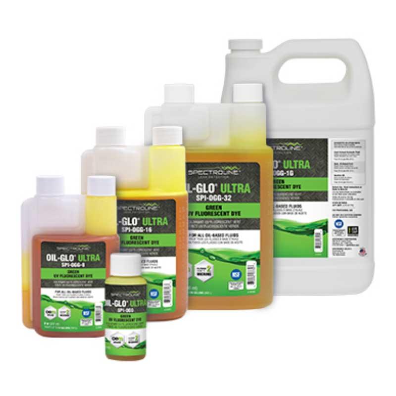 Fluorescent Leak Detection Dye, 5 gallon, For Oil Based Fluid, Glows Green