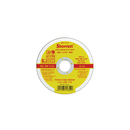 STARRETT-UK DAC115-14X Abrasive Cutting Disc, 1 mm Thickness, Pack of 12