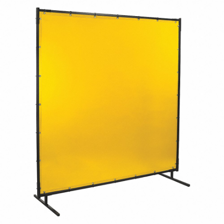 Welding Screen, Vinyl, 6 ft Height, 8 ft Width, Yellow, 3/4 Inch Size Frame, Yellow