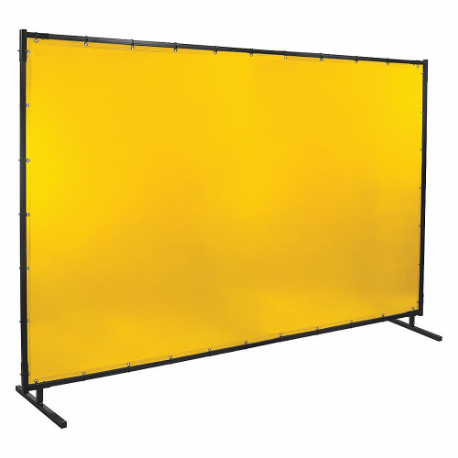 Welding Screen, Vinyl, 6 ft Height, 10 ft Width, Yellow, 1 Inch Size Frame, Yellow