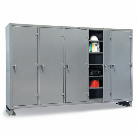 Storage Cabinet, 98 Inch x 24 Inch x 78 Inch, 20 Adj Shelves, 5 Doors, Legs, Assembled
