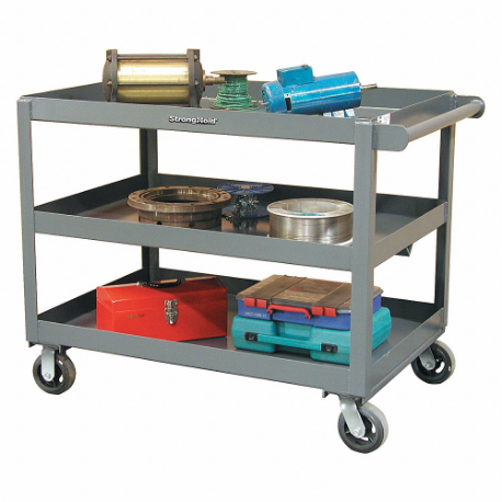Utility Cart With Deep Lipped Metal Shelves, 2000 lb Load Capacity, 24 Inch x 36 in