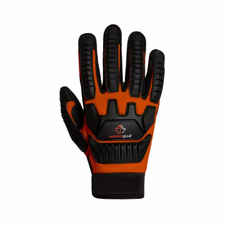 Work Gloves, 2XL 11, Mechanics Glove, TenActiv With PVC Grip, Black/Orange, 1 PR