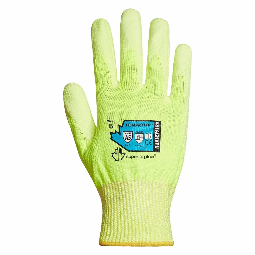 SUPERIOR GLOVE STAGHVPU10 Knit Gloves, Size XL, Ansi Cut Level A5, Palm, Dipped, Polyurethane, Smooth, 1 Pair | CU4WQN 214YZ3