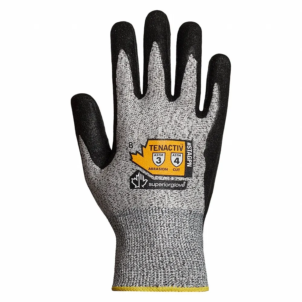 SUPERIOR GLOVE STAGPN-10 Cut-Resistant Gloves, Ansi Cut Level A5, Palm, Nitrile, Hppe, Smooth, 1 Pr | CU4WEJ 349GL9