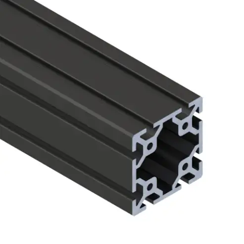 Standard T-Slotted Rail, Black, 6063-T6 Anodized Aluminum Alloy, Cut To Length