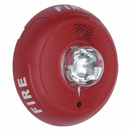 Horn Strobe, Marked Fire, Red, Ceiling, 2 1/2 Inch Dp, 6 27/32 Inch Length