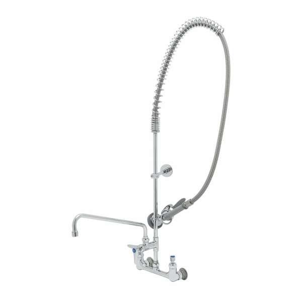 Pre-Rinse Faucet, Spring Action, 8 Inch Wall Mount, Add-On Faucet