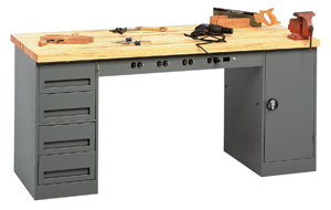 Electronic Workbench, Drawer, Cabinet, 72 x 30 x 33-3/4 Inch Size, Hard Wood