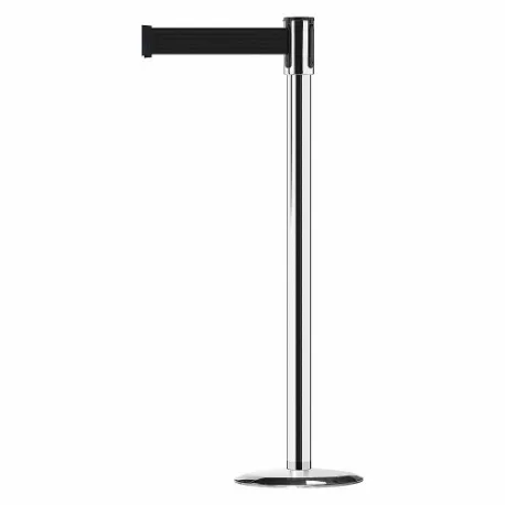 Slimline Post, Steel, Polished Chrome, 38 Inch Post Height, 2 Inch Post Dia, Std, 1 Belts