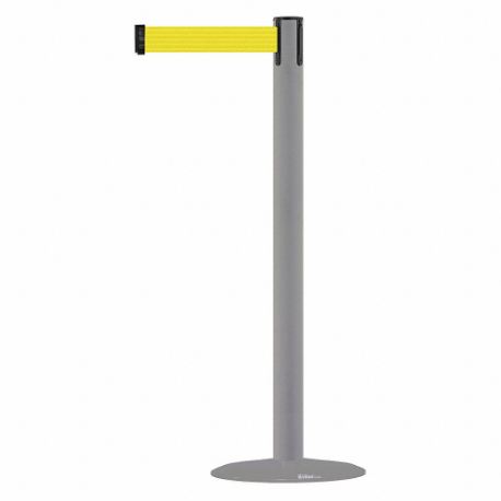 Barrier Post With Belt, Stainless Steel, 38 Inch Post Height, 2 1/2 Inch Post Dia