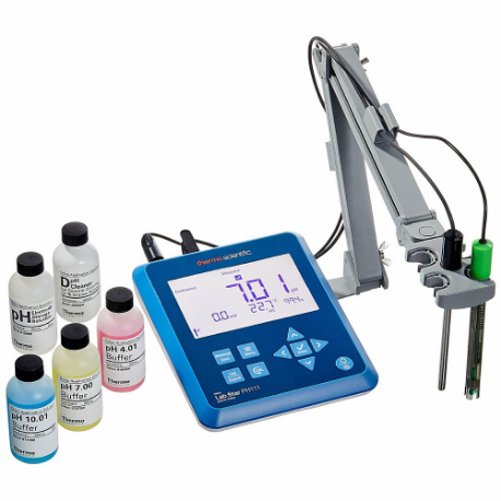 pH Meter Kit, -2.000 to 18.000 pH, -2000 to 2000 mV, Auto Temp Compensation