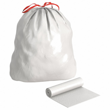 Trash Bags, 13 gal Capacity, 24 Inch Width, 24 1/2 Inch Heightt, 0.78 mil Thick, White