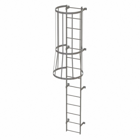 Fixed Ladder with Safety Cage, 13 ft, 13 ft Top Step Height, 14 Steps