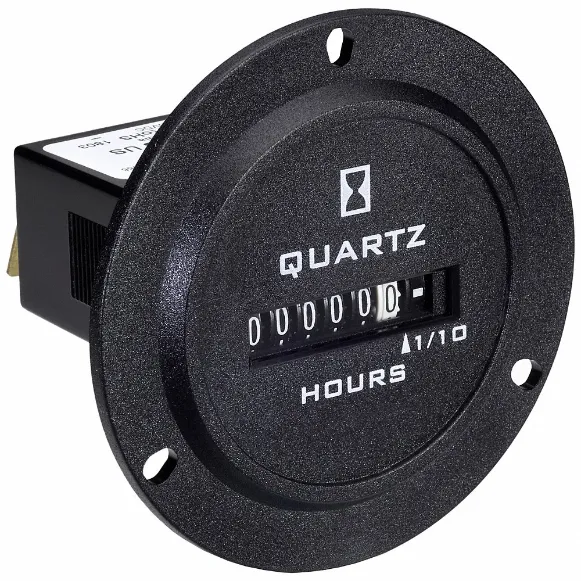 Hour Meter, Electromechanical, Non Resettable, Hours/Tenths, 10 to 80VDC, 6 Digits, Round