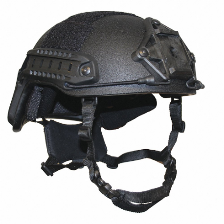 Ballistic Helmet, L Fits Hat Size, Black, Aramid, 1/4 Inch Pad Thick, Level IIIA