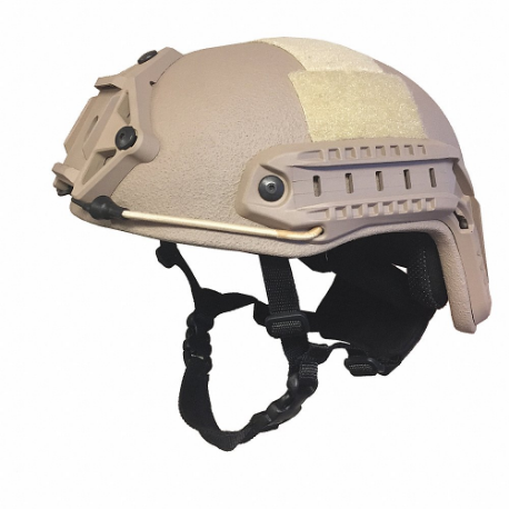 Ballistic Helmet, XL Fits Hat Size, Tan, Aramid, 1/4 Inch Pad Thick, Level IIIA