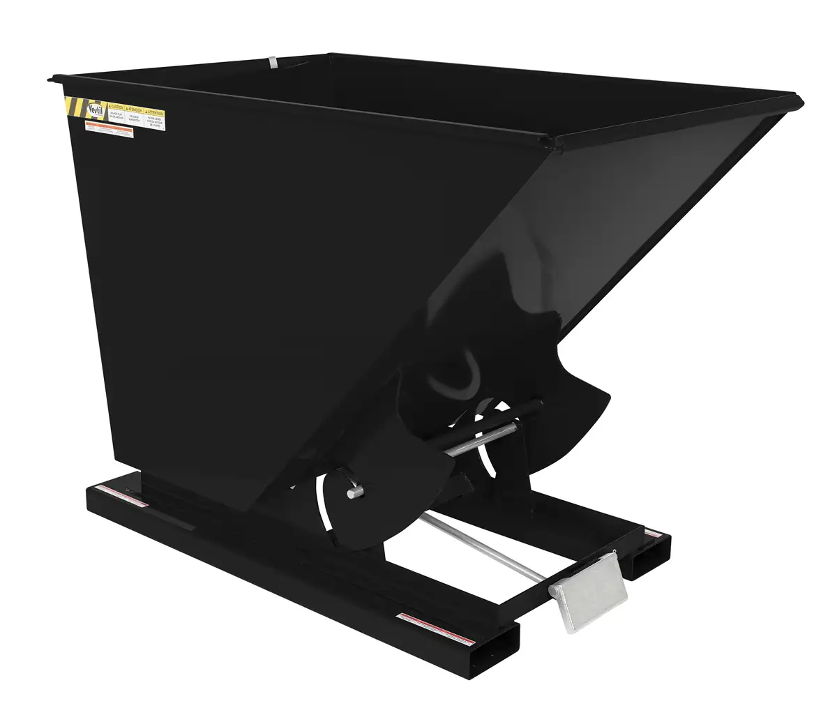 Self Dumping Hopper, Light Duty, 1.5 cu. yd., 2000 Lb., Black Semi Gloss, Steel