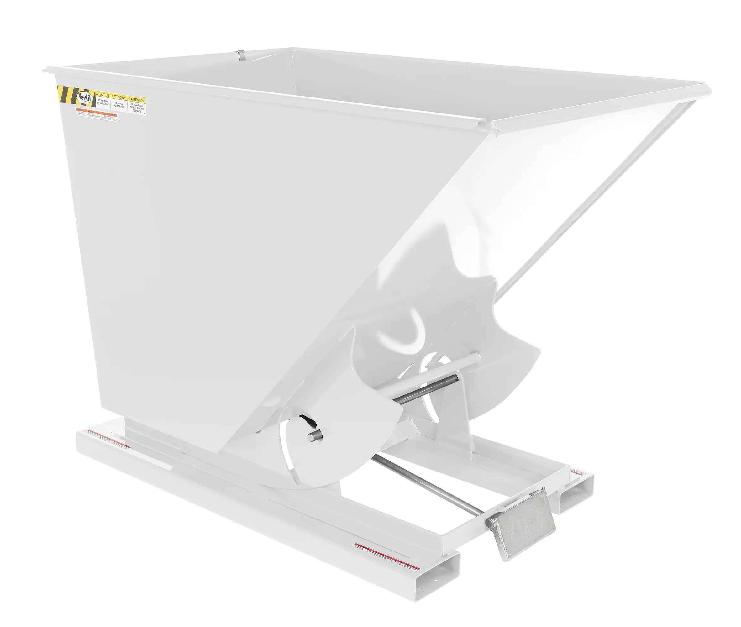 Self Dumping Hopper, Medium Duty, 1.5 cu. yd., 4000 Lb., White, Steel