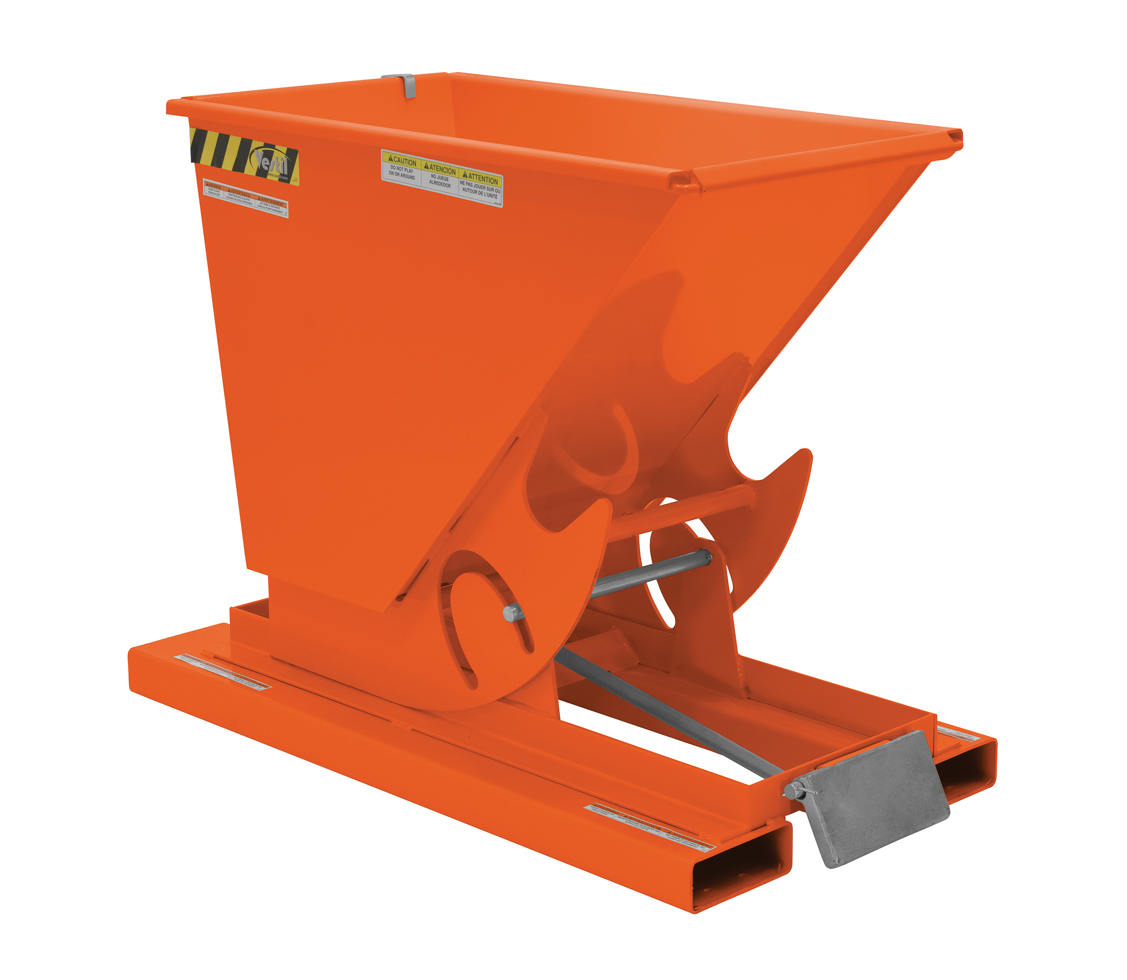 Self Dumping Hopper, Heavy Duty, 0.25 cu. yd., 6000 Lb., Orange, Steel