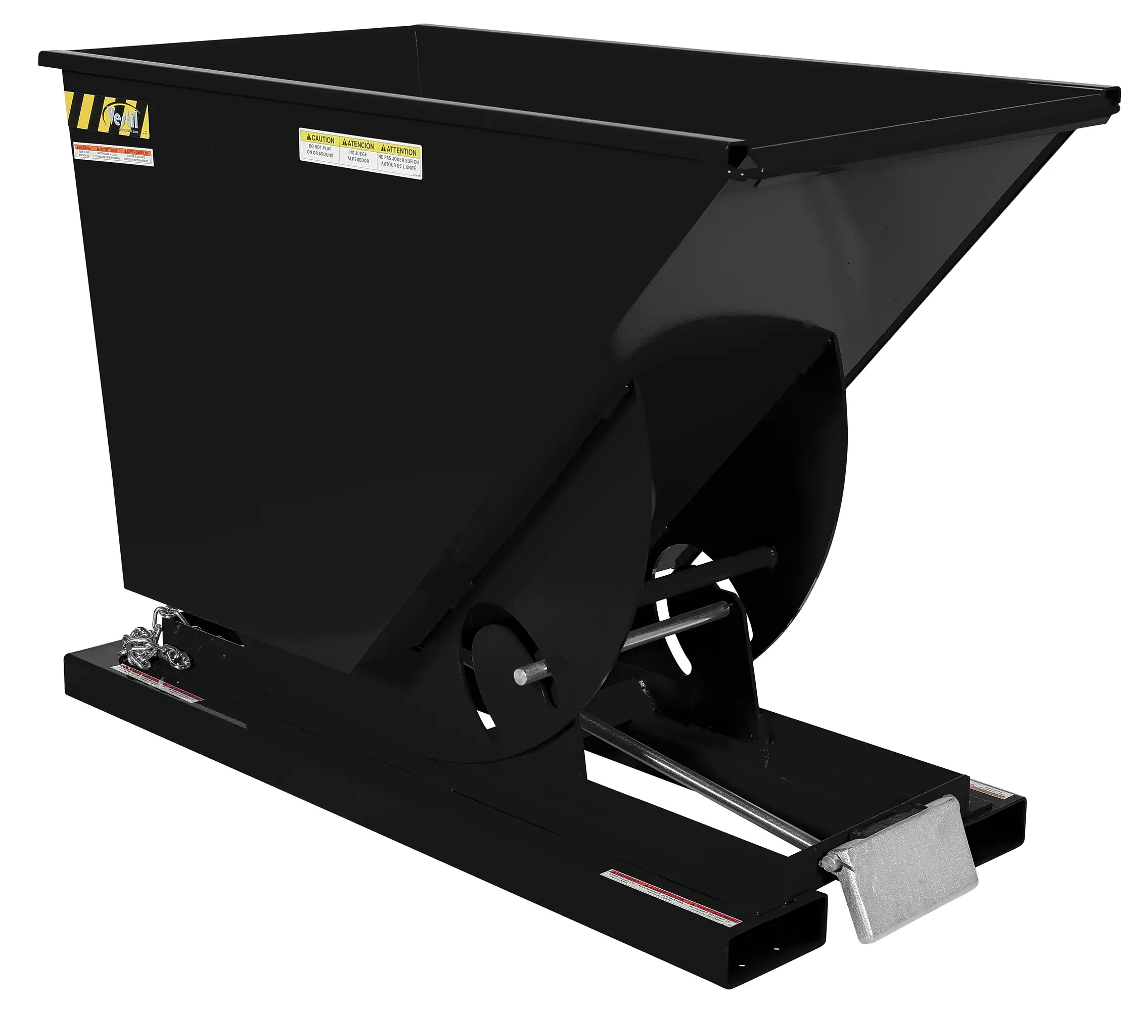 Self Dumping Hopper, Light Duty, 0.75 cu. yd., 2000 Lb., Black Semi Gloss, Steel