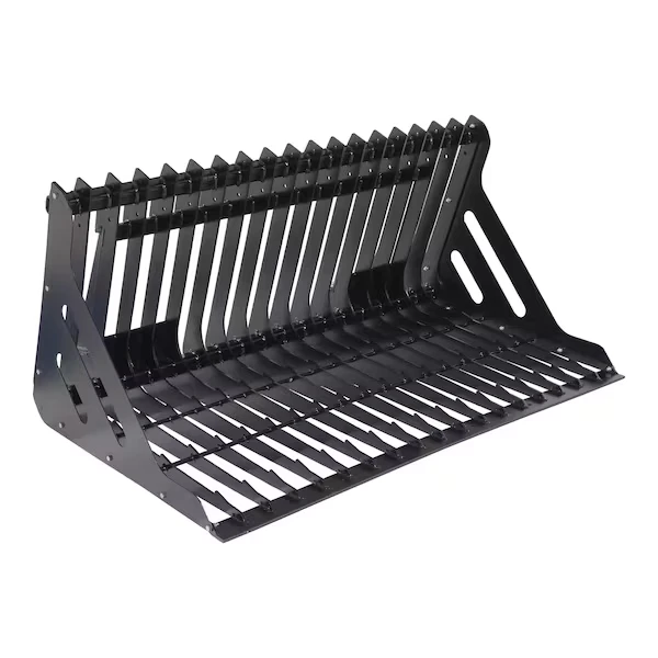 Black Steel Skid Steer Rock Grader 60 Inch Wide Low Profile Attachment