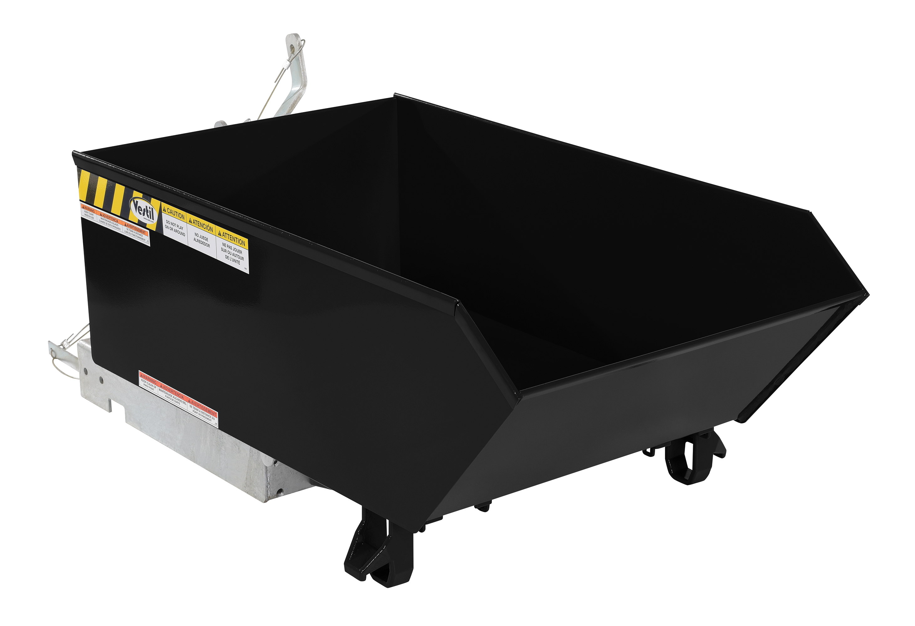 Self Dumping Hopper, Heavy Duty, 0.25 cu. yd., 6000 Lb., Semi Gloss Black, Steel