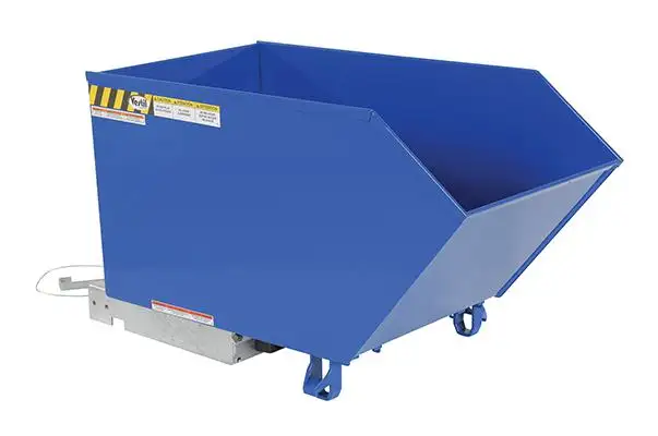 Self Dumping Hopper, Heavy Duty, Low Profile, 0.5 cu. yd., 6000 Lb., Blue, Steel