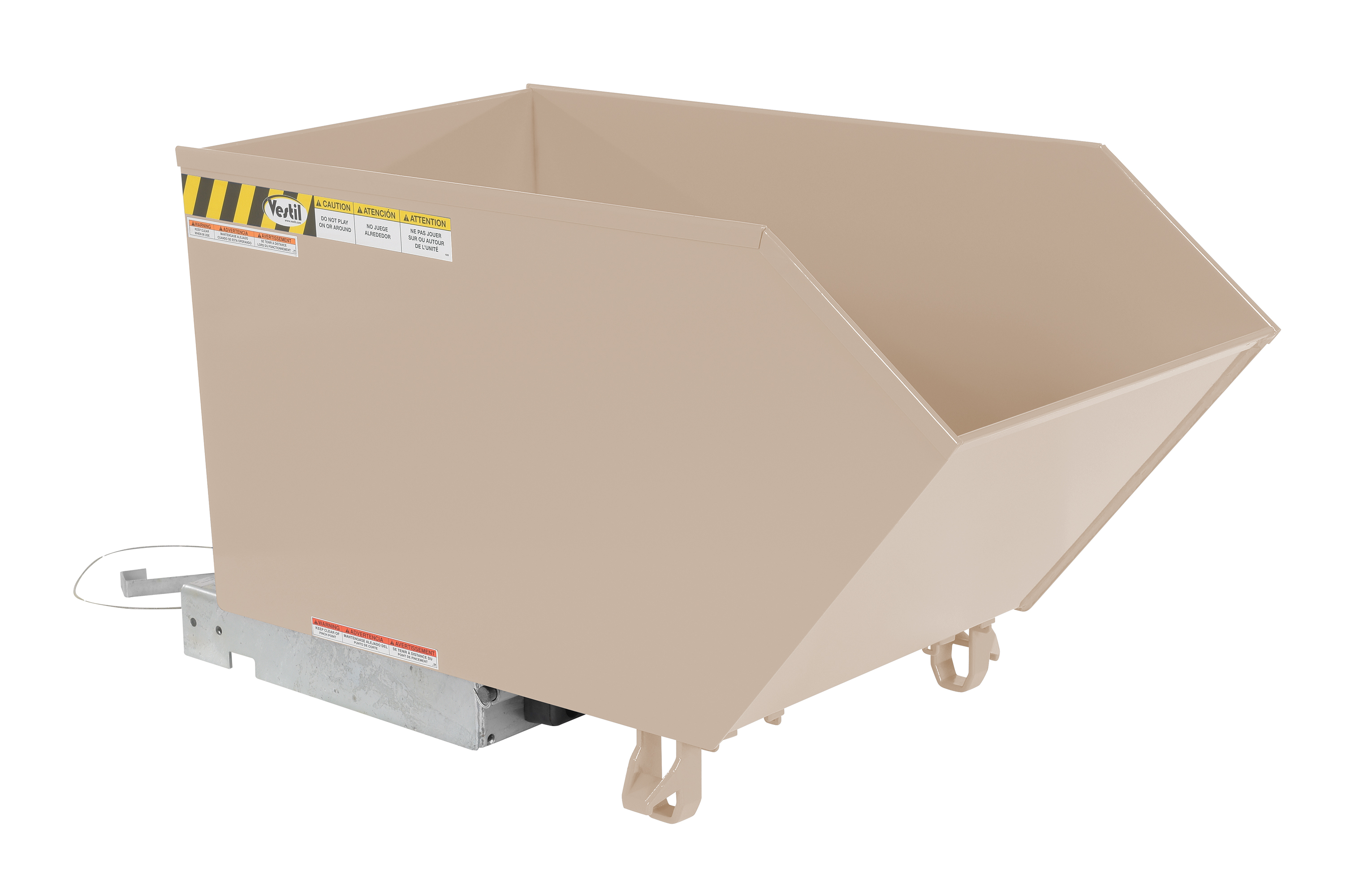 Self Dumping Hopper, Medium Duty, 0.5 cu. yd., 4000 Lb., Sandy Biege, Steel